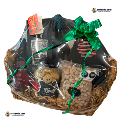 Canasto empresarial para clientes con tequila añejo cristalino Herradura ultra