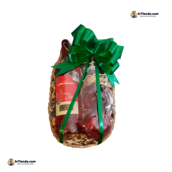 Canasto básico para regalar con vino rosa